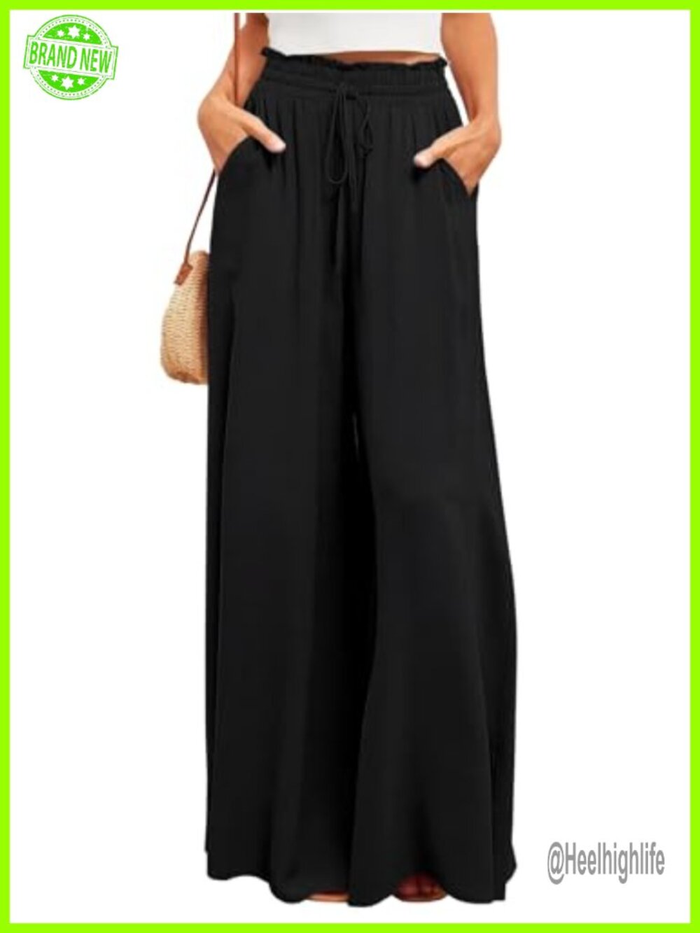 Ulovmi Women's Wide Leg Palazzo Pants High Waisted Flowy Lounge Trousers